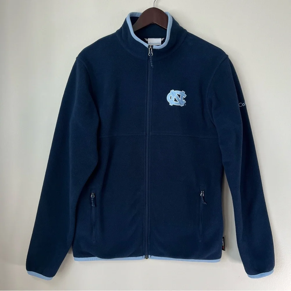 Columbia Men's Small Navy Blue UNC Tar Heels Fleece Full-Zip Jacket Polartec